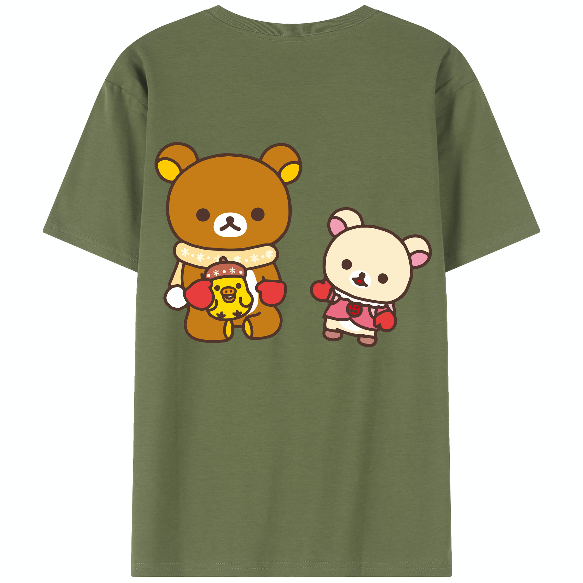 （画像用） リラックマ リラックマ キイロイトリ Rilakkuma Korilakkuma Kiiroitori 綿100％半袖Tシャツ（背面プリント）